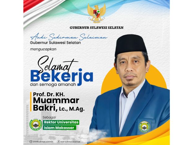 Gubernur Andi Sudirman Beri Ucapan Selamat Atas Pelantikan Rektor UIM